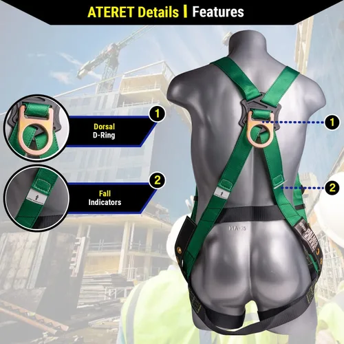 Miniatura 3 de Palmer Safety V5504 Kit de techado, arnés de construcción, conjunto de línea de vida vertical y bolsa de lona Verde