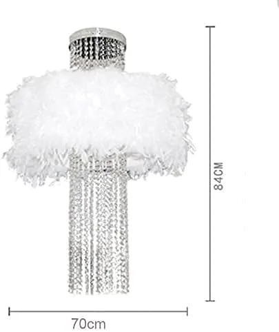 Miniatura 2 de Lámpara de techo moderna colgante de cristal plumas blancas, lámpara de techo, bombilla dormitorio, accesorios, 27.6 * 33.1 in