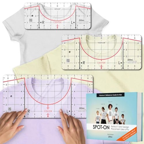 Guía de alineación de vinilo para regla de camisetas (3 tamaños para niños) – Herramienta de medición de camisetas, guía de colocación central para