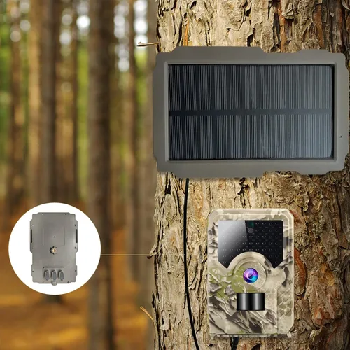 Miniatura 2 de Lixada Panel solar de cámara de sendero, cargador solar recargable para cámara, kit de panel solar para exteriores de 6 V-12 V con soporte giratorio