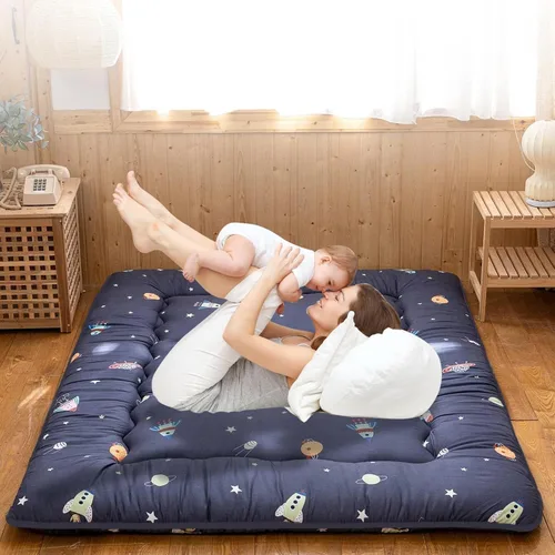 Miniatura 18 de QQP Colchón de futón japonés plegable de tatami, tapete portátil para adultos y niños, tapete para dormir adecuado para campamento, habitación