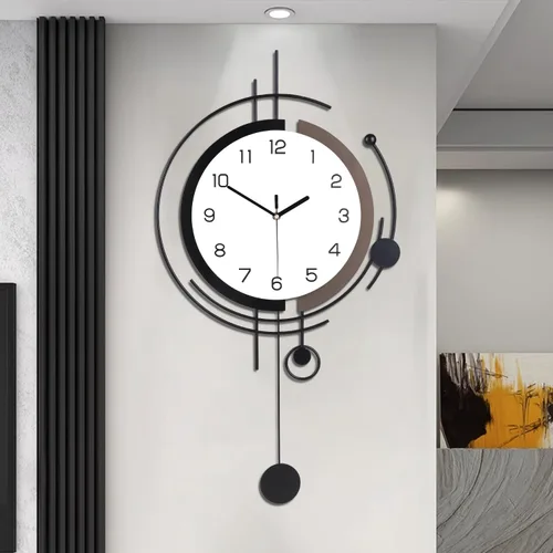 Miniatura 10 de Dankeit Relojes de pared decorativos con péndulo, cuarzo de calidad silenciosa, funciona con pilas, reloj de pared grande para sala de estar, Negro