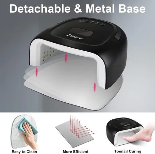 Miniatura 5 de Linssy - Lámpara de uñas UV inalámbrica, luz UV de 60 W para uñas de gel con 4 ajustes de tiempo, lámpara de uñas recargable con 42 cuentas para un