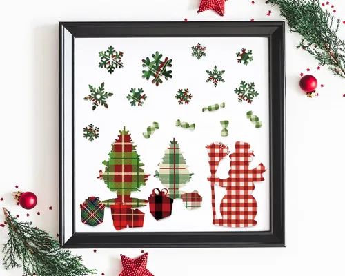 Miniatura 6 de Whaline 24 piezas de papel con patrón de Feliz Navidad, álbumes de recortes, papel especial de doble cara, papel decorativo para manualidades