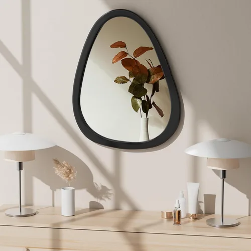 Miniatura 3 de Espejo de pared irregular de 22.5" x 17.5", espejo con marco de madera negra, espejo de pared asimétrico para sala de estar, dormitorio, baño