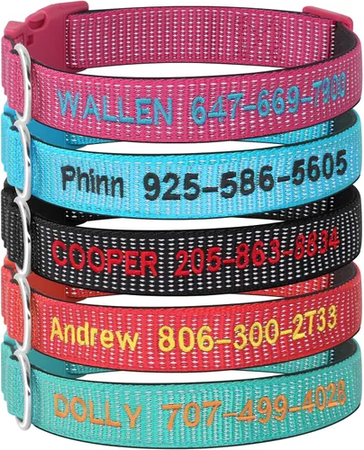 Collares reflectantes personalizados para perros pequeños, medianos y grandes, con nombre bordado personalizado y número de teléfono, collar