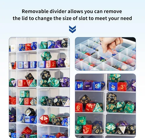 Miniatura 3 de Estuche de almacenamiento de dados para dados DnD con divisores extraíbles con capacidad para hasta 830 dados, estuche para dados DnD con asa, ideal