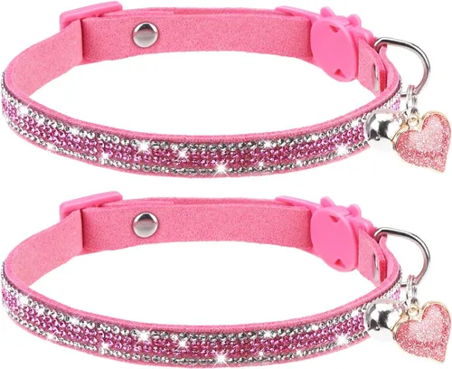 Miniatura 16 de Collar de Gato con Pedrería Desprendible con Cascabel, Collar de Gato con Diamantes con Hebilla de Seguridad de Liberación Rápida para Niña Niño