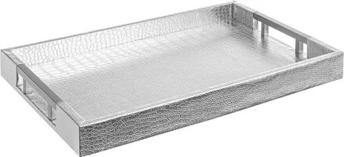 Miniatura 10 de Home Redefined - Moderna y elegante bandeja rectangular de 17.5 x 12 pulgadas, estilo shagreen, color azul bebé claro, con aspecto de cuero falso