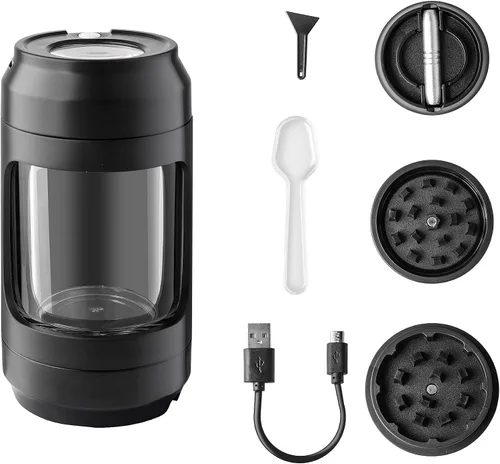 Miniatura 2 de Free Boy Amoladora manual con tarros de almacenamiento iluminados, tarro de visualización de aumento de 8 veces, tarro de almacenamiento y molienda