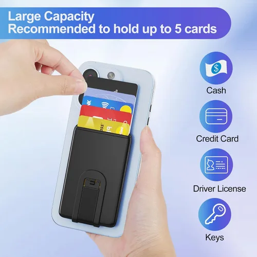 Miniatura 4 de Senose Cartera de silicona para teléfono con soporte, soporte antideslizante para tarjetas de crédito para teléfono celular, compatible con iPhone