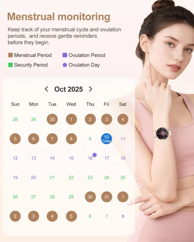 Miniatura 4 de Reloj inteligente para mujer, pantalla táctil HD de 1.27 pulgadas, llamadas Bluetooth, seguimiento de frecuencia cardíaca y sueño, más de 100 modos