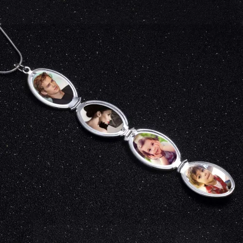 Miniatura 3 de Nanafast Collar con medallón de fotos expandible 4 fotos collares de cadena de fotos regalos conmemorativos para mujeres y niñas Metal Ágata