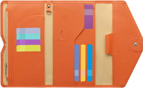 Miniatura 97 de Zoppen - Billetera de viaje con bloqueo RFID multiusos (Ver.4) Portatarjetas de pasaporte y vacunas, organizador de documentos de tres pliegues