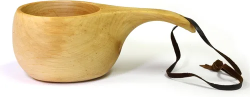 Taza de madera hecha a mano de Kuksa antigua Laponia Finlandia No 015 para senderismo, camping, cocina, al aire libre