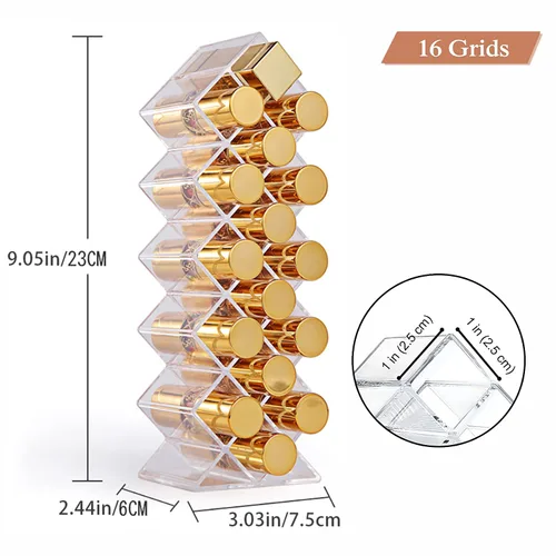 Miniatura 2 de Organizador de lápiz labial en 64 espacios, torre de lápiz labial apilable en forma de pez, soporte de almacenamiento de brillo de labios, perfecto