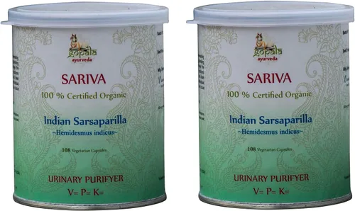 SARIVA Cápsulas (USDA Certified Organic) Hierba ayurvédica Hemidesmus indicus - 108 Vcaps de 500mg cada uno (paquete de 2)