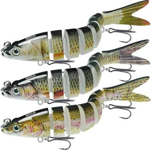 GOTOUR Fishing Lures for Freshwater or Saltwater, Easy to Use for Family Fishing Beginner and Pros, Most Lifelike Jointed Swimbait，Slow Sinking Bass