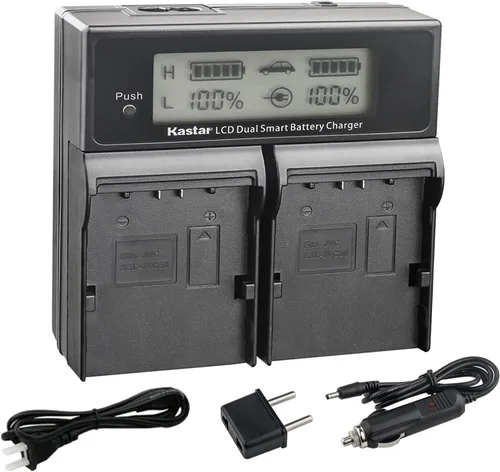 Kastar SSL-JVC70 AC LCD Cargador rápido dual compatible con JVC GY-HM200U, GY-HM200HW, GY-HM200SP, GY-HM200SP Sports, GY-HM250 GY-HM250SP, GY-HM600,