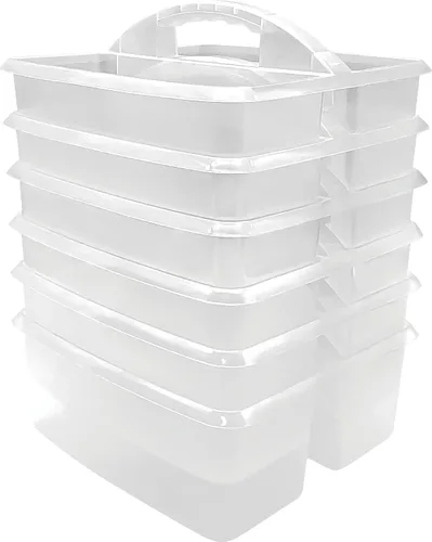 Teacher Created Resources Organizador de almacenamiento de plástico portátil transparente, paquete de 6 para aulas, habitación de niños y