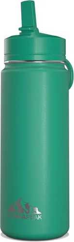 Miniatura 14 de Hydrapeak Mini botella de agua para niños de 20 onzas con tapa con pajilla, doble pared de acero inoxidable, a prueba de fugas y derrames, fría