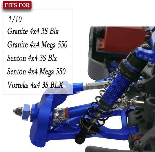 Miniatura 2 de Pieza de mejoras para 1/10 Vorteks/Granite/Senton 4x4 3S Blx Mega 550, amortiguadores RC de aleación, brazo de suspensión delantero y trasero, Azul