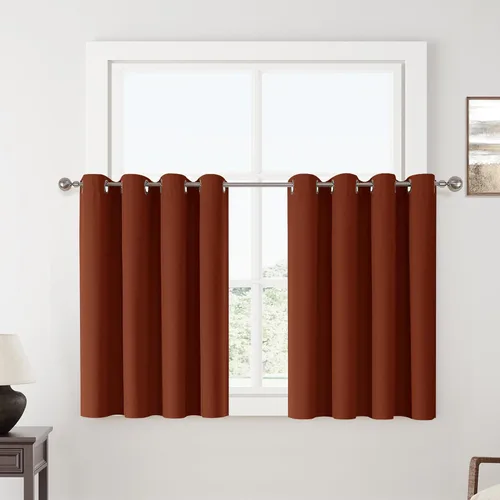 Miniatura 108 de ChrisDowa Cortinas 100% Opacas de Abedul Sólido de 45 Pulgadas de Largo, 2 Paneles para Dormitorio y Sala de Estar, Estilo Granja Oscurecedoras