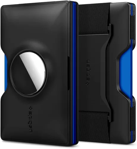 Spigen Cartera S compatible con Airtag Wallet Card Cover Cover RFID Block Wallet Slim Minimalista Card Holder para hombres y mujeres, color negro