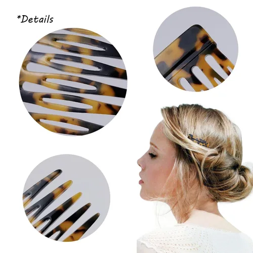 Miniatura 2 de 4 peines laterales de pelo francés para mujer, moño pequeño trenzado, clips de sujeción fuertes para moño (4 colores)