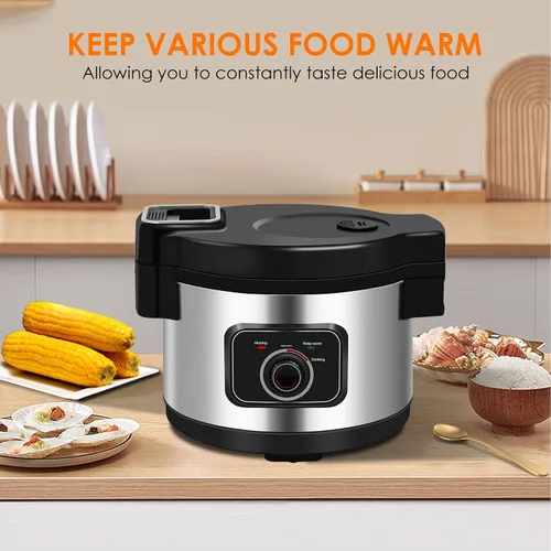 Miniatura 6 de Arrocera comercial 13L olla de arroz grande 50 tazas (cocidas)/25 tazas (sin cocinar), olla arrocera de 1850 W para restaurante, comedor, fiesta