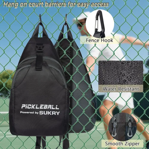 Miniatura 6 de SUKRY Mochila ligera para pickleball para hombres y mujeres con múltiples bolsillos, mochila cruzada para gimnasio y viaje, accesorios
