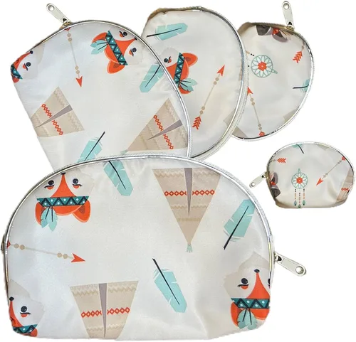 Miniatura 10 de HESSION Juego de 5 bolsas de cosméticos para mujer, bolsa de maquillaje, bolsa con cremallera, accesorios organizador para viajes, Color 1