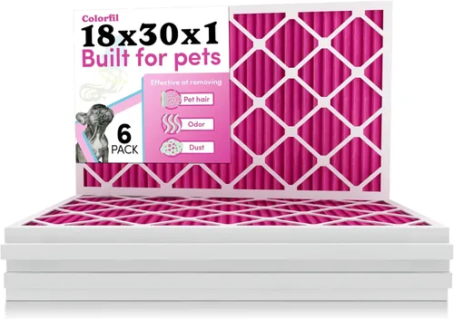 Miniatura 17 de Colorfil - Filtro de aire de 18 x 18 x 1 pulgadas, filtros que cambian de color para olores de gatos y perros, filtro de aire acondicionado MERV 8