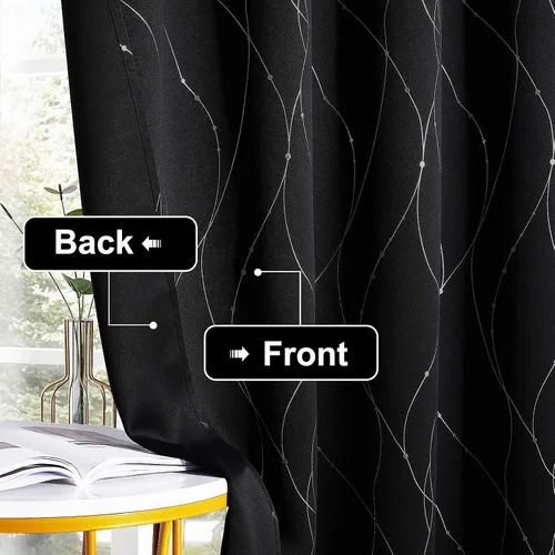 Miniatura 6 de StangH Foil Print Wave Line Cortinas opacas de línea ondulada