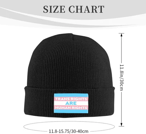 Miniatura 3 de Trans Rights are Human Rights LGBT Beanie Hat Men Winter Warm Hat Women Knit Slouchy Skull Cap Hedging Hat Black