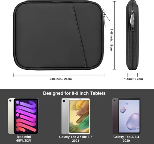 Miniatura 2 de Funda acolchada para tablet de 8 a 9 pulgadas, bolsa de viaje acolchada para Galaxy Tab A9 8.7/Tab A 8.4/Fire HD 8, estilo cartera con bolsillo