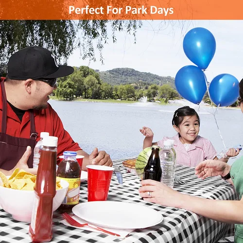 Miniatura 7 de Funda para Mesa y Banco de Picnic de 5 Pies, Esenciales de Camping Equipo para RV, 60 Pulgadas Impermeable Resistente al Viento Mantel Exterior