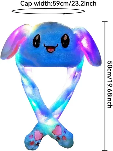 Miniatura 2 de Sombrero de conejo con orejas que se mueven de umbresen, sombrero de conejo de peluche divertido para niños Led azul