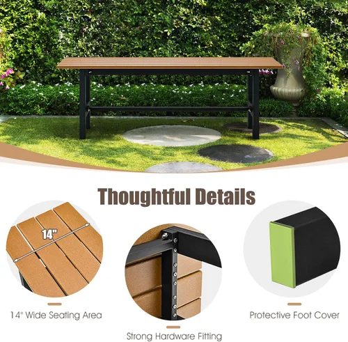 Miniatura 8 de Giantex Paquete de 2 asientos de banco para exteriores, banco de jardín sin espalda, silla exterior de 47 pulgadas resistente a la intemperie