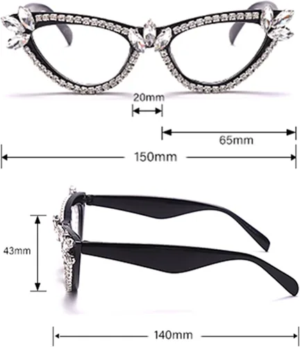 Miniatura 4 de Gafas de lectura con diamantes de imitación brillantes con marco retro con montura de gato