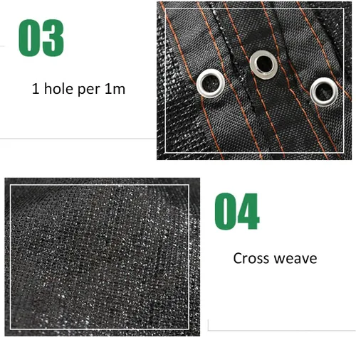 Miniatura 4 de Tela transpirable resistente a los rayos UV, malla de sombra rectangular negra, tasa de sombreado 95 %, para el hogar al aire libre, patio