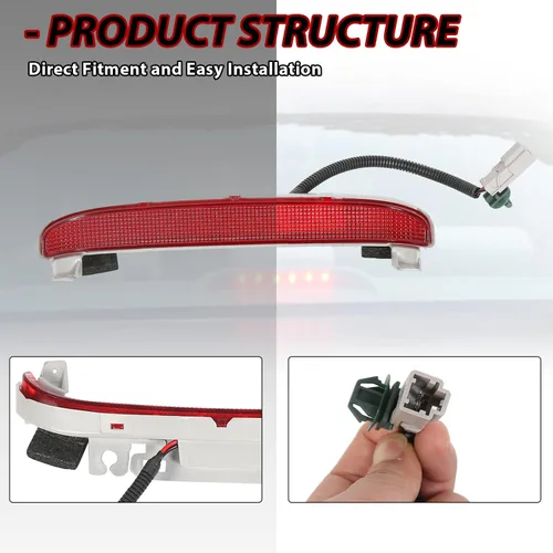 Miniatura 2 de ECOTRIC Tercera luz de freno LED compatible con Honda Civic EX 2006-2011 Reemplazo de cupé de 2 puertas para 34270SVAA01 lámpara de freno de montaje