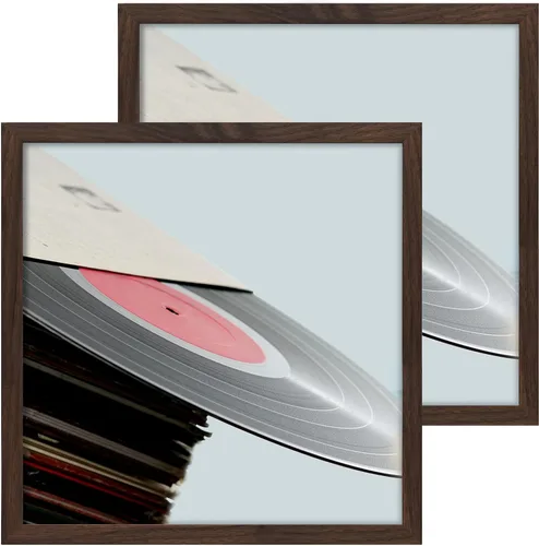 Miniatura 10 de eletecpro Marcos de discos de vinilo de 7 x 7 pulgadas para galería, decoración de pared negra resistente y ligera, marcos LP fáciles de colgar, se