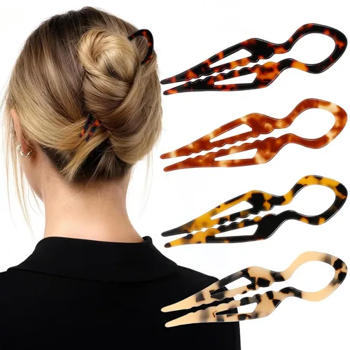 Miniatura 7 de 6 piezas de broches franceses para el cabello para mujer, broches franceses para el cabello con caparazón de tortuga, broches grandes para peinar