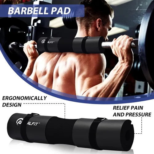 Miniatura 2 de NEALFIT Juego de almohadillas para pesas para sentadillas, estocadas y empujes de cadera, almohadilla protectora de cuello y hombro, barras Negro