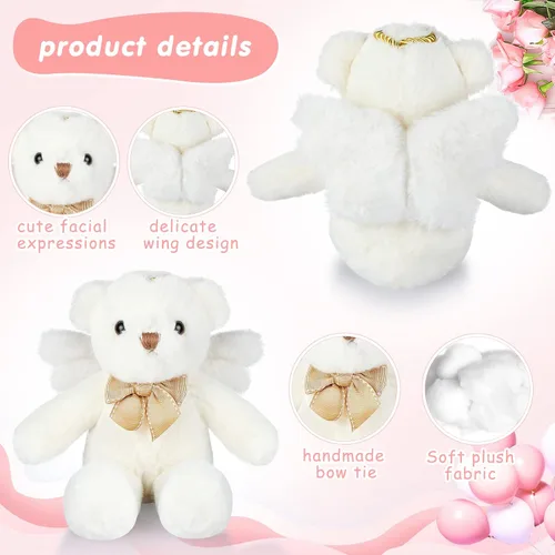 Miniatura 4 de HyDren Animal de peluche de oso de ángel con alas, muñecas de oso blanco para niños y niñas, regalo de cumpleaños (peluche, clásico)