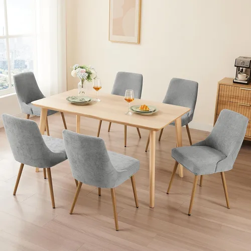 Miniatura 20 de kinmars Juego de 2 sillas de comedor tapizadas modernas con cojín de asiento grueso y respaldo curvo, silla de comedor de tela para cocina, comedor