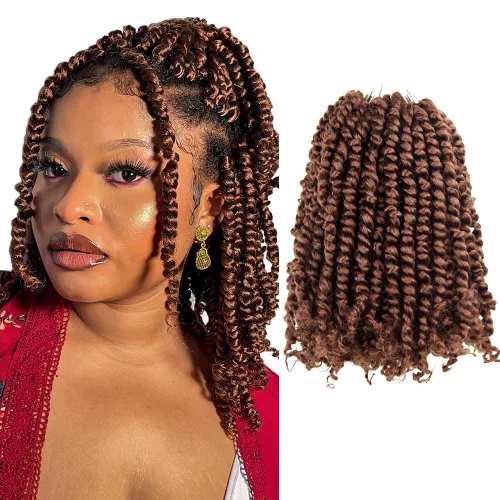 Miniatura 73 de BOHOBABE Cabello de Ganchillo Pre-retorcido Passion Twist de 14 Pulgadas Cabello Corto Ombré Gris Pre-enrollado de Ganchillo Passion Twist para Gris