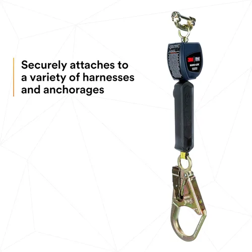 Miniatura 7 de 3M DBI-SALA Nano-Lok 3101229 Línea de vida auto retráctil, 6', 3/4" Dynema poliéster Web, gancho de acero armado, conector rápido para montaje