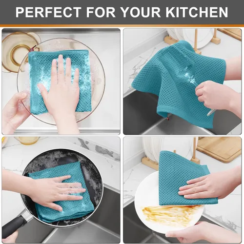 Miniatura 548 de Kitinjoy - Paños de cocina de 100 % algodón, tela de tejido gofrado, paño de limpieza ultrasuave, absorbente y de secado rápido. Beige